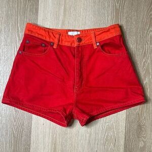 Ganni High Waist Red and Orange Shorts